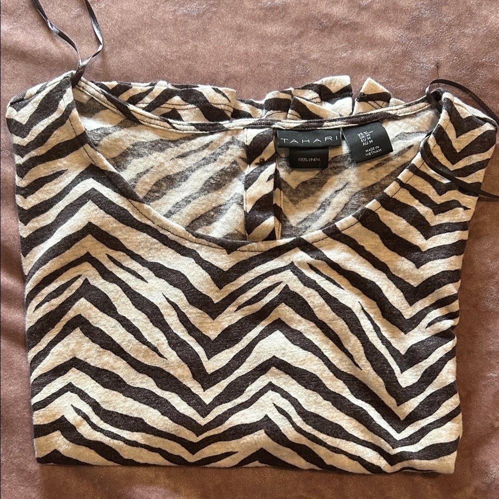 Tahari Women's Zebra Print Top
